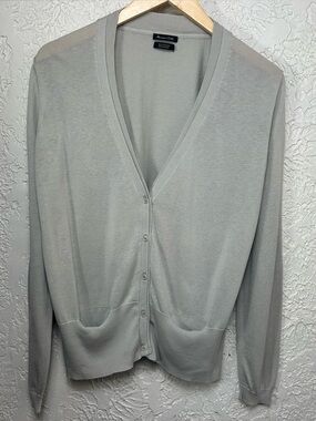 MASSIMO DUTTI Silk Blend V Neck Button Down Cardigan Size XL